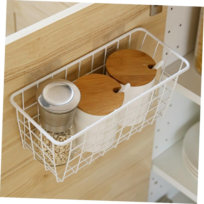 OHPHCALL Creative Wall Mounted Storage Basket White Iron Hanging Organizer