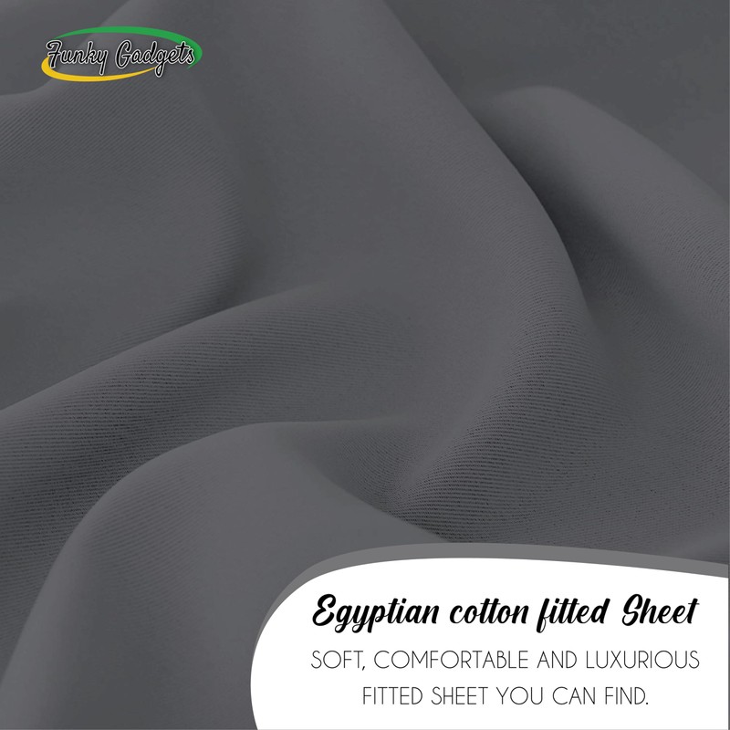 Deep Fitted Sheet King Size Cotton, Charcoal - 300 Thread