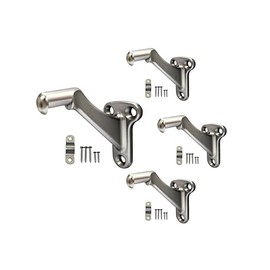 QCAA Heavy Duty Handrail Bracket, 3", Stair Railing Bracket for Home and Office, Zinc Die Cast, Brushed Satin Nickel, 4 Pack, Made in Taiwan