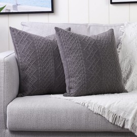 Yaertun 2er Set Superweichen Kissenbezüge Dekokissen Kissenbezug Sofakissen Dekorativ Couchkissen Kissenhülle Bezug Weich für Wohnzimmer Schlafzimmer 20x20 Inch, 50x50 cm Dunkelgrau