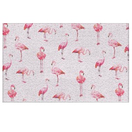 Likjad Hot Pink Flamingos Door Mat, Girly Flamingo Doormat Bathmat for Bathroom Home Outdoor Indoor Entrance, Tropical Bird Pink Welcome Mats for Front Door Porch Entryway, 17x30 Inches