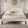VECELO Queen Upholstered Platform Bed Frame with Adjustable Button Stitched