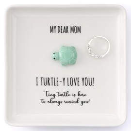 HOME SMILE Turtle Jewelry Dish Tray-Mom Gifts from Daughter Son,Birthday for Mom Mother Mama Presents,I Turtley Love You Gifts