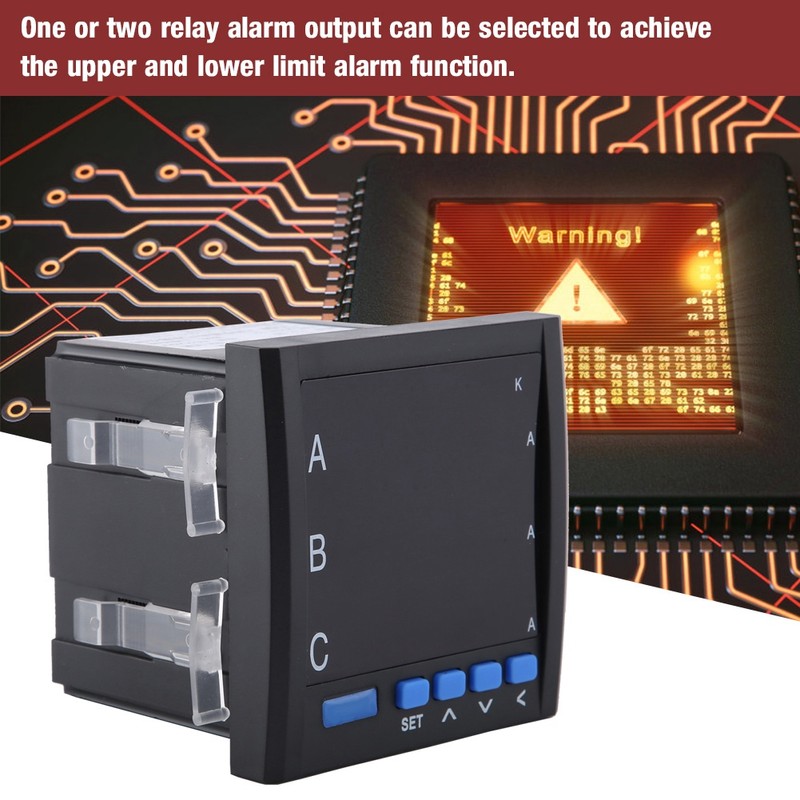 Digital Intelligent Display Three Phase Programmable AC Ammeter(Black)