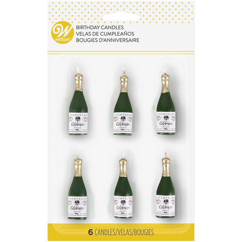 Wilton Champagne Bottle Candles For Cake Decorations, Birthday Candles With