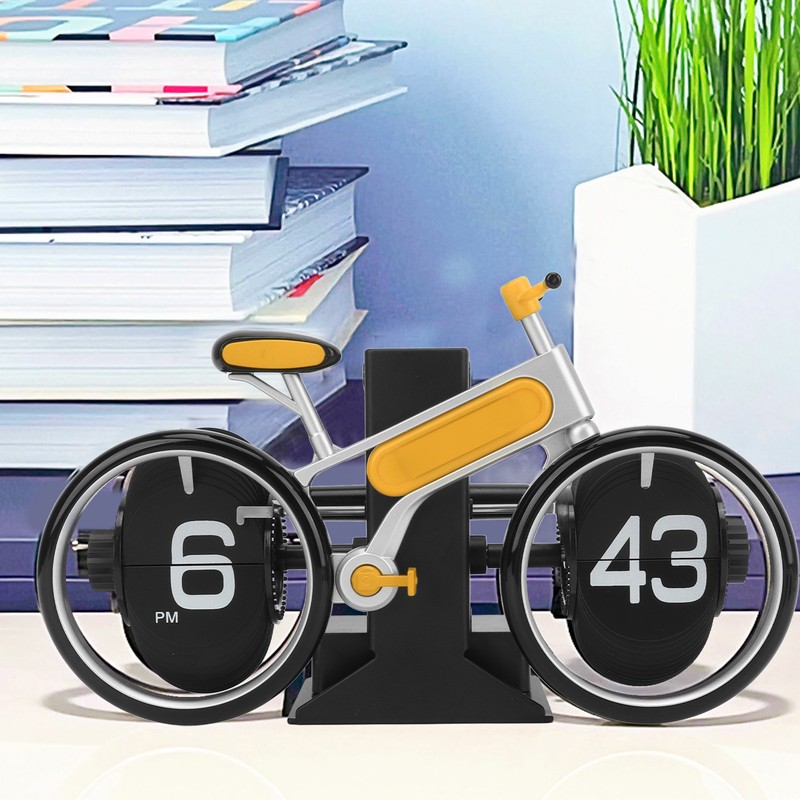 Bicycle Flip Clock Creative Automatic Flip Down Clock Desktop Stress