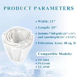Chryseos DE Filter Compatible with FS-2004, FC-9540, FG-1004, PFS2448, PG-1904, PFS2448, 7 Full + 1 Partial, DE Grid Swimming Pool Filter, 1 Set