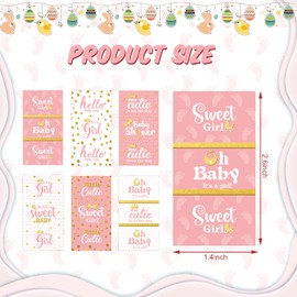 Baby Shower Candy Wrappers, Shower Mini Candy Bar Miniatures Wrappers Chocolate Bar Label Stickers for Boys Girls Kids Baby Shower Decor (No Candy)(Pink Girl Style, 90 Pieces)