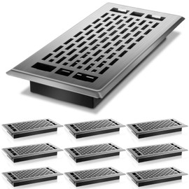 Tuanse 10 Pcs Floor Register Heavy Duty Floor Vent Covers Carbon Steel Walkable Metal Registers Adjust Air Flow Direction for Home(Silver,4 x 10 Inches)