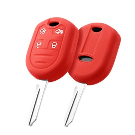 ELOHEI Key Fob Cover for Ford,Premium Soft Full Protection Car Key Case for Ford Explorer 2001-2015 Mustang 2005-2014 Expedition Edge Focus 2006-2011 Lincoln Accessories(Red)
