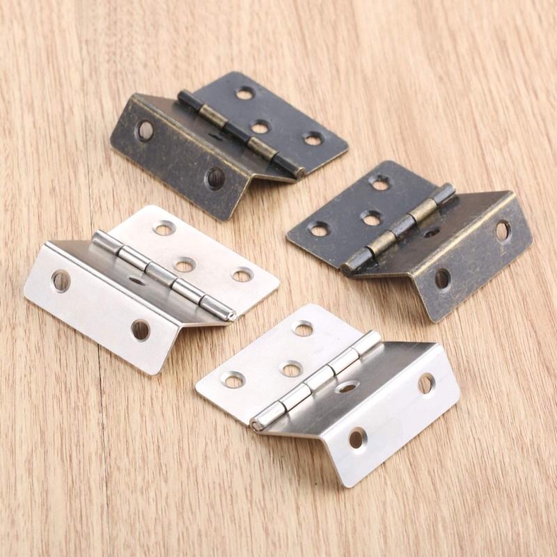 2 Pcs Vintage Hinges with 12 Screws Three Fold Retro