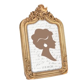 Tone Link. Vintage Picture Frame 5x7 Luxury Antique Picture Frame Glass Front Table Wall Hanging Gold