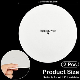 CRASPIRE 2Pcs White Felt Turntable Mat Record Pad Player Mat 11.6 Inch Anti Slip Anti Static Flat Round Protective Wool Vinyl Turntable Platter Slipmat Mats for Reduce Noise Cleaner Acoustic Sound