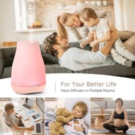 Homeweeks Diffusers, 100ml Colorful Essential Oil Diffuser with Adjustable Mist Mode,Auto Off Aroma for Bedroom/Office/Trip (100 ML 1 Pack)