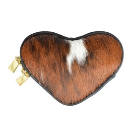 Real Fur Yellow Purse in Heart Shape Women's Costume Purse: Cowhide Wallet Heart – Exclusive Real Fur Coin Purse