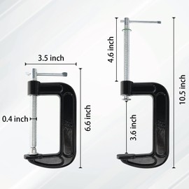 VUAOHIY C Clamp, 8 Pcs 6 Inch Heavy Duty Steel C Clamps Set, Cast Iron Frame T-handle C-Clamps for Woodworking, Welding, Building, Automotive Applications (8, 6 Inch)