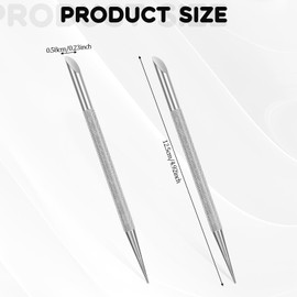 2Pcs Nail Cleaning Cuticle Stick Stainless Steel Cuticle Pusher Remover Dead Skin Polish Peeler Cutter Professional Pedicure Nail Art Care Portable Nail Cleaner for Fingernails Toenails Manicure