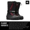 SOREL Children's Flurry Boot - Black, Bright Red - 2