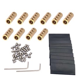 10Pcs 6 Gauge Wire Connectors,Copper 80A 6 AWG Butt Splice Connectors Pressure Free Terminal Blocks with Shrink Tubes and Screws