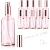 10 Pack 3.4 Oz Pink Glass Spray Bottles, Refillable Fine Mist Atomizers with Rose-Gold Caps, Empty Perfume Bottles for Essential Oils, Body Sprays, Travel