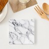 BaHomeck Drink Coasters Set of 4 White Marble Square Water