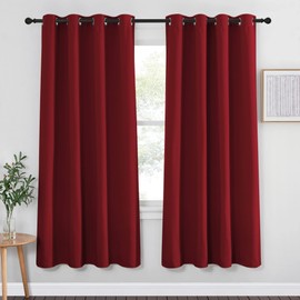 NICETOWN Blackout Curtain Panel Grommet - Christmas Window Decoration Thermal Insulated Blackout Living Room Panel/Drape for Gift (Burgundy Red, 1 Panel, 52 x 72-inch)