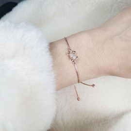 Oneress Women's Cute Turtle Bracelet with Adjustable Slide Bolo Clasp Box Jewelry Lady Gift for Her SJA4597 (Rose Gold)
