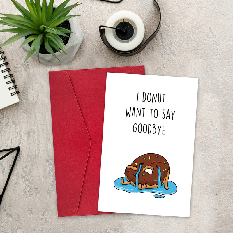 Leinessy Funny Coworker Leaving Card, Cute Donut Goodbye Card for