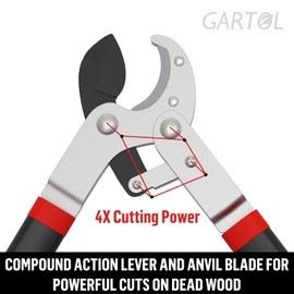 GARTOL Anvil Lopper, 29″ Heavy Duty Tree Branch Cutter (2″ Cutting Capacity), Compound Action for Effortless Cutting | Ergonomic Non-Slip Handles | Ideal for Tree Trimming & Garden Maintenance