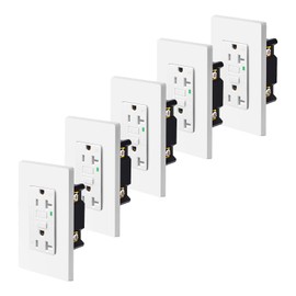 GFCI Outlet 20 Amp,USUPERINK 5PK Self-Test 20A GFCI Outlets,Weather Resistant GFCI Plug,Outdoor Ground Fault Outlet with LED Indicator,Hospital Grade,Screwless Wall Plate Included,ETL Listed
