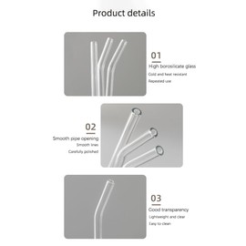 PMSSYPL 12 Reusable Borosilicate Glass Straws And Brushes, Measuring 7 Inches X 8 Millimeters, Including 10 Elbows And 2 Straw Brushes. For Juice, Coffee, And Cocktails