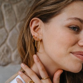 PURELEI® Echo Earring Set (Gold, Silver, Rose Gold), Set of Waterproof Hoop Earrings for Women, 3 Pairs of Stainless Steel Hoop Earrings, Gift for Women, Various Sizes, Stainless Steel, No Gemstone