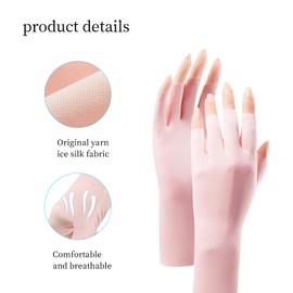 3 Pairs Women UV Sun Protection Gloves, UV Protection Gloves for Manicures, Summer Breathable Half Finger Ice Silk Gloves for Driving Riding Golf Fishing and Cycling, pink purper and off white