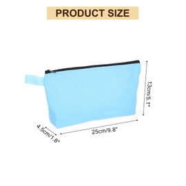 sourcing map Canvas Makeup Bags, 10 Pcs Travel Cosmetic Bags Bulk, Multipurpose Plain Toiletry Zipper Pouches Blank DIY Craft Bags Pencil Bag for Women Teens, Light Blue