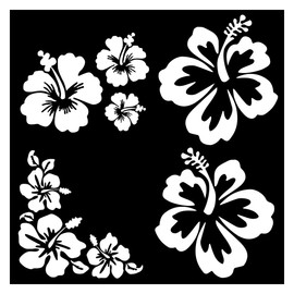 LAINLOY Hawaiian Hibiscus Flower Car Decal Sticker, Waterproof PET Decal, Car Bumper Sticker, Automotive Exterior Decoration Sticker Decal for Car, Truck, SUV, Door, Wall, Laptop (White, Large)