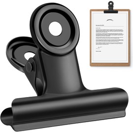 EOGRFW Bulldog Clips, Large, Pack of 12 Bulldog Paper Clips, 50 mm Metal Clips, Black Metal Clips, Multi-function Clip for Crafts, Photos, Drawings, Home, Kitchen and Office (Black)