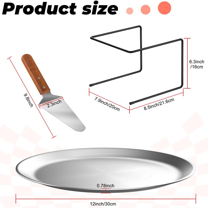Linone 4 PCS Pizza Stand Holder, Black Metal Pizza Pan