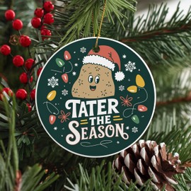 Whimsical Possum Ornament Round Ceramic 3 inches Stay Cozy This Season with Santa Hat and Colorful Holiday Lights