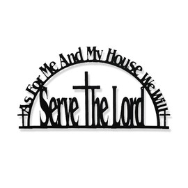 Inspirational Word Art, Christian Faith Biblical Verse Wall Sign, Hand-Made Wooden Decoration Plaque for Home, Office, Church – Real Wood (As for Me and My House, We Will Serve The Lord)