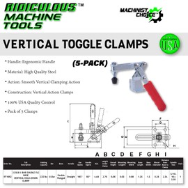 (5-Pack) 225LB U-BAR DOUBLE FLG BASE VERTICAL/HORIZONTAL HOLD-DOWN CLAMP