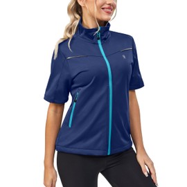 Little Donkey Andy Women's Short Sleeve Jacket Windproof Lightweight Vest for Golf Hiking Running Blue XXL
