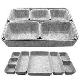 Piuluvor® Drawer Organiser Set, 8 Pieces Felt Storage Boxes Organiser Drawer Dark Grey Felt Organiser for Desk, Bedroom, Bathroom, Kitchen (Mixed)