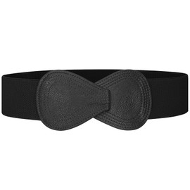 TRIWORKS Women Wide Elastic Waist Belt for Dress Fashion Wide Stretch Belt with 8-shaped Interlock Buckle