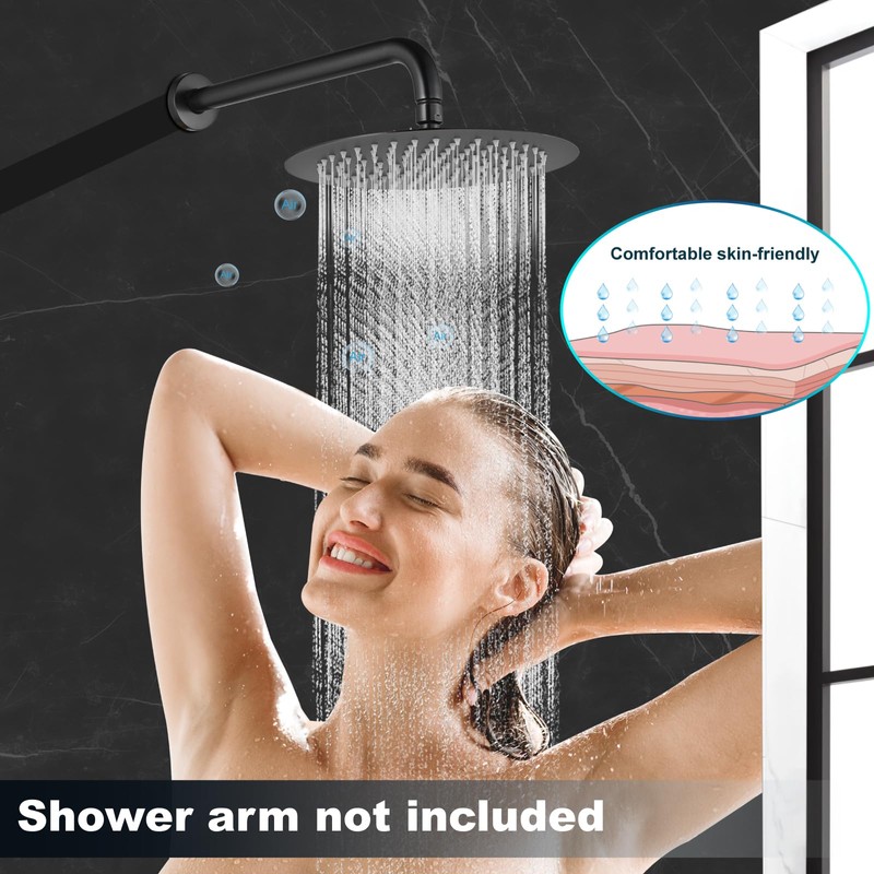 Midanya Round Rainfall Shower Head High Pressure Stainless Steel Waterfall
