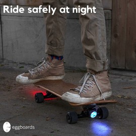eggboards Luces LED para monopatín bajo – Luces de Longboard Recargables por USB Frontal y Trasera. Kit de Luces eléctricas Ideales para monopatín, Accesorios con 2 Cables USB y 4 Correas