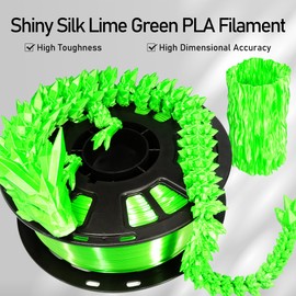 DO3D Silk Lime Green PLA Satin Shiny 3D Printer Filament, 1.75mm Diameter 1kg Spool 2.2lbs for FDM 3D Printers