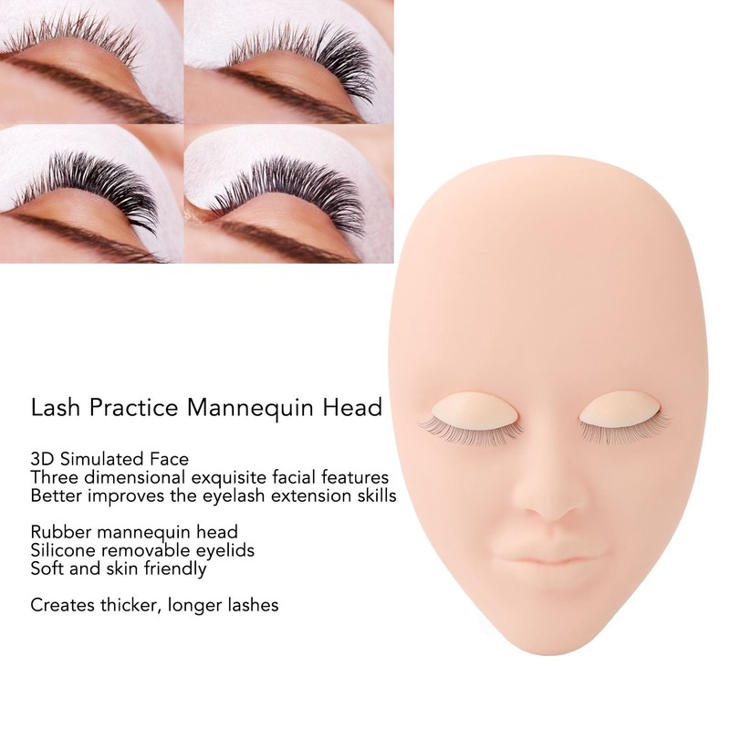 Lash Mannequin Head Eyelash Extension Practice Doll Head with 3