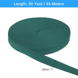 sourcing map 50 Yards Cotton Twill Tape, 25mm Herringbone Webbing Ribbon Bias Binding Tapes for Clothes Sewing, DIY Crafting (Old Green)