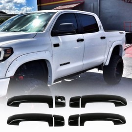 Set of 4 Gloosy Black Door Handle Covers Compatible with 2007-2019 2020 2021 Toyota Tundra 4Dr Crew Cab and 2007-2021 Toyota Sequoia