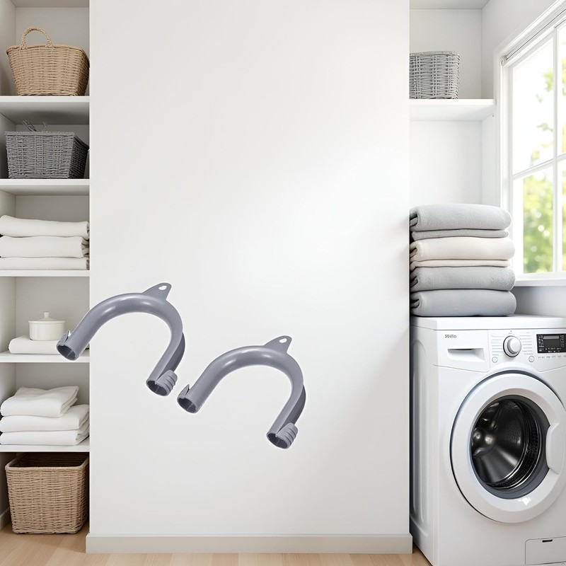 2Pcs Gray Clothes Washer Drain Hose Holder - U-Shape Washing